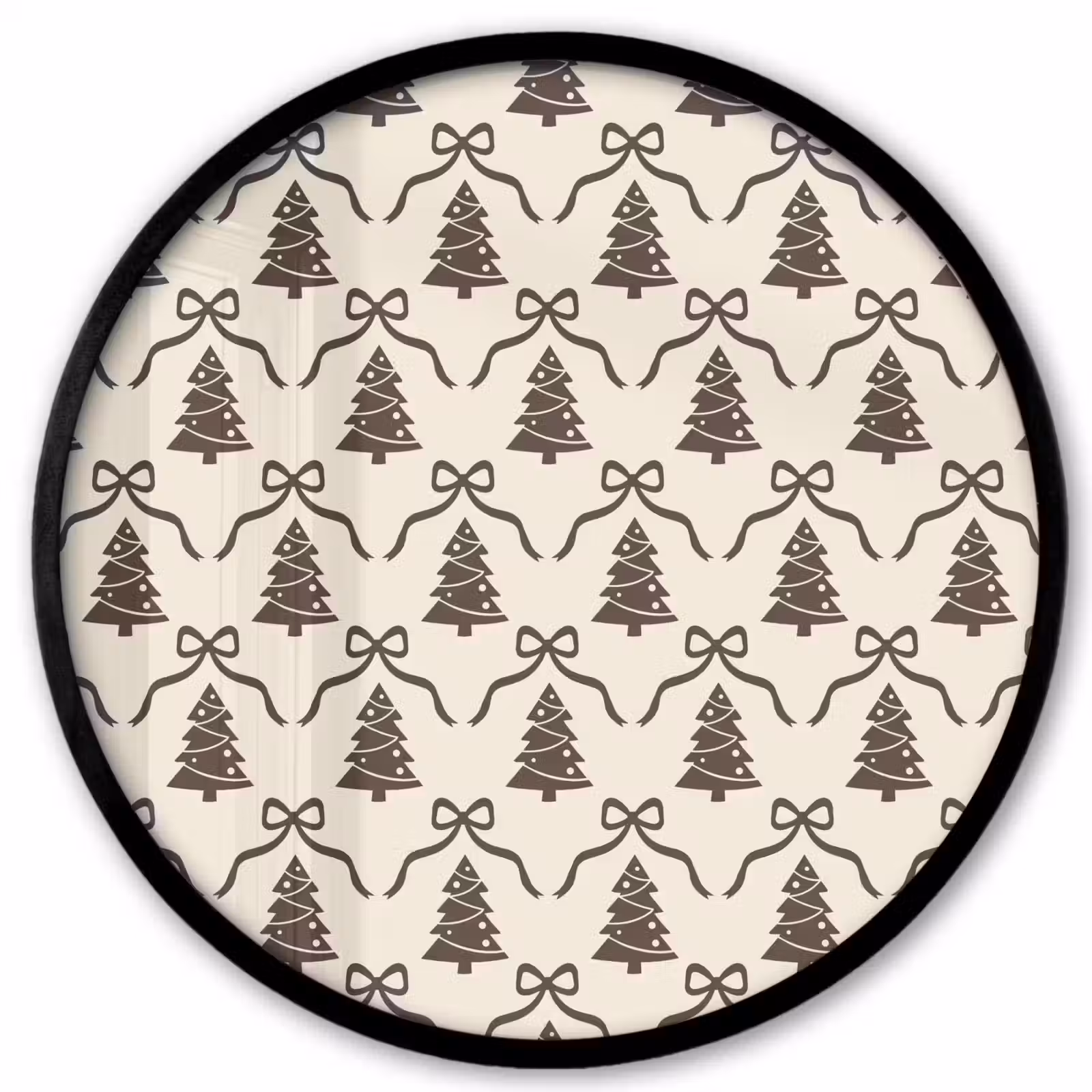 Ronde fotolijst - Kerst - Taupe - Crème - Strik — 1