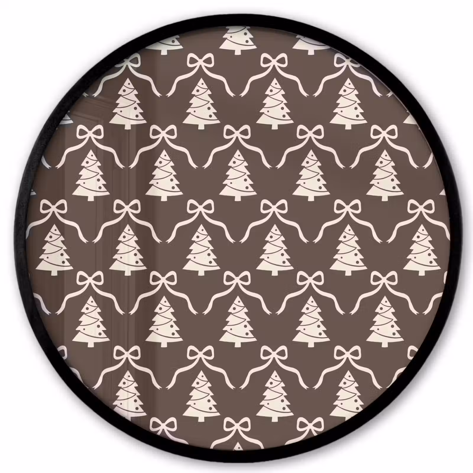 Ronde fotolijst - Strik - Taupe - Wit - Kerst — 1