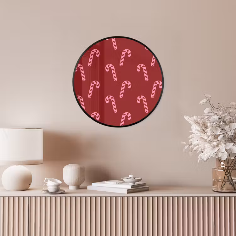 Ronde fotolijst - Kerst - Burgundy - Roze - Zuurstok — 5