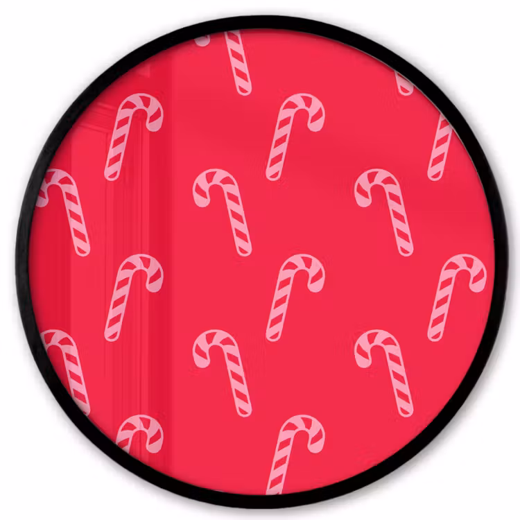 Ronde fotolijst - Kerst - Roze - Rood - Zuurstok — 1