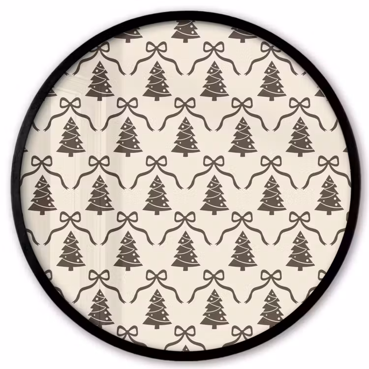 Ronde fotolijst - Kerst - Taupe - Crème - Strik — 1