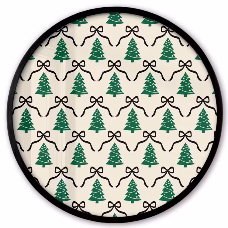 Ronde fotolijst - Kerst - Wit - Zwart - Strik — 1