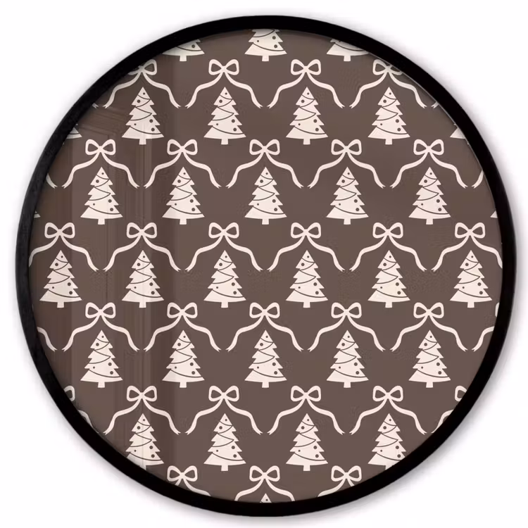 Ronde fotolijst - Strik - Taupe - Wit - Kerst — 1