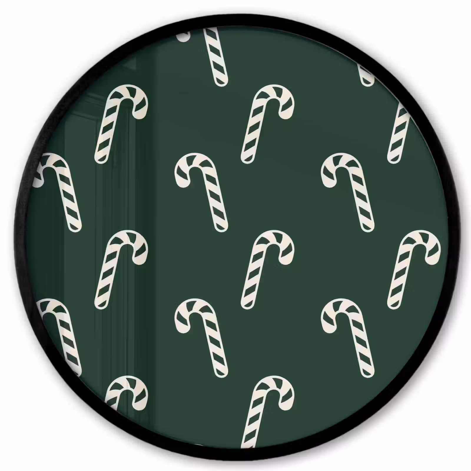 Ronde fotolijst - Kerst - Groen - Wit - Zuurstok — 1