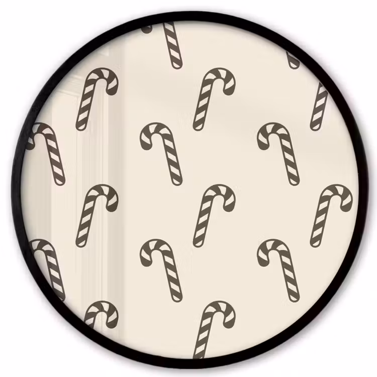 Ronde fotolijst - Kerst - Grijs - Crème - Zuurstok — 1