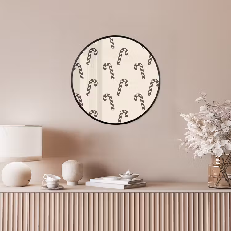 Ronde fotolijst - Kerst - Grijs - Crème - Zuurstok — 5