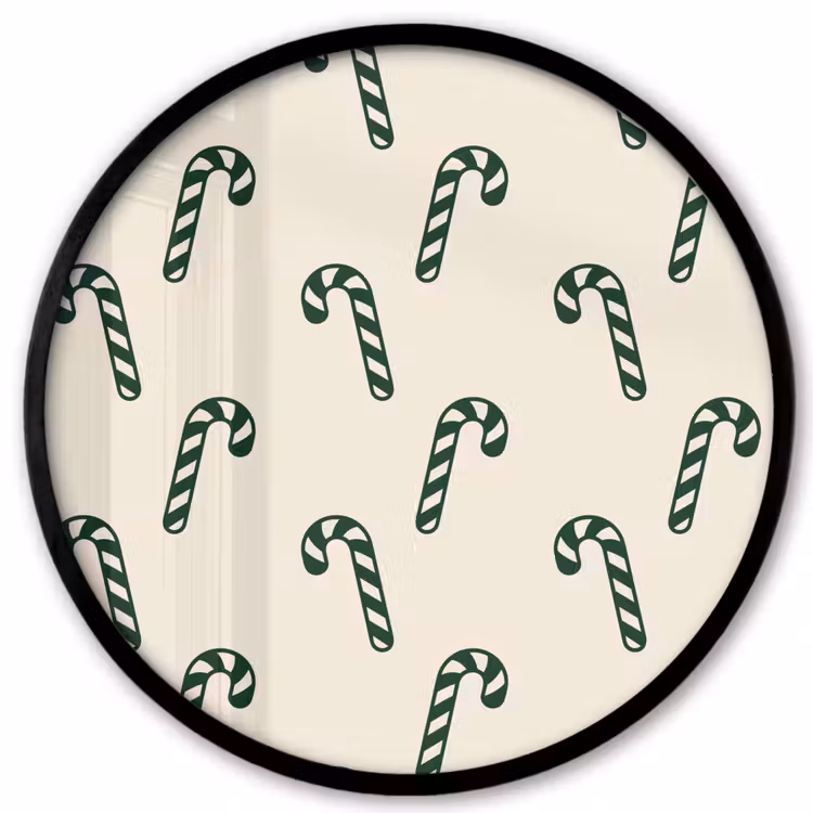 Ronde fotolijst - Kerst - Groen - Crème - Zuurstok — 1