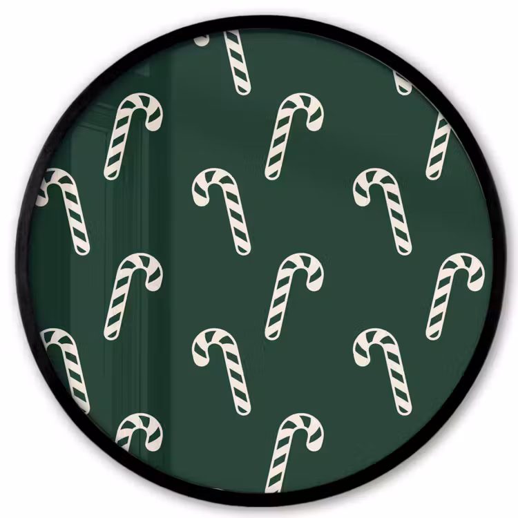 Ronde fotolijst - Kerst - Groen - Wit - Zuurstok — 1