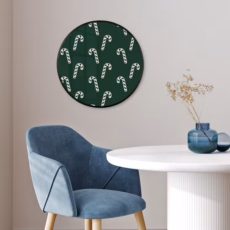 Ronde fotolijst - Kerst - Groen - Wit - Zuurstok — 4