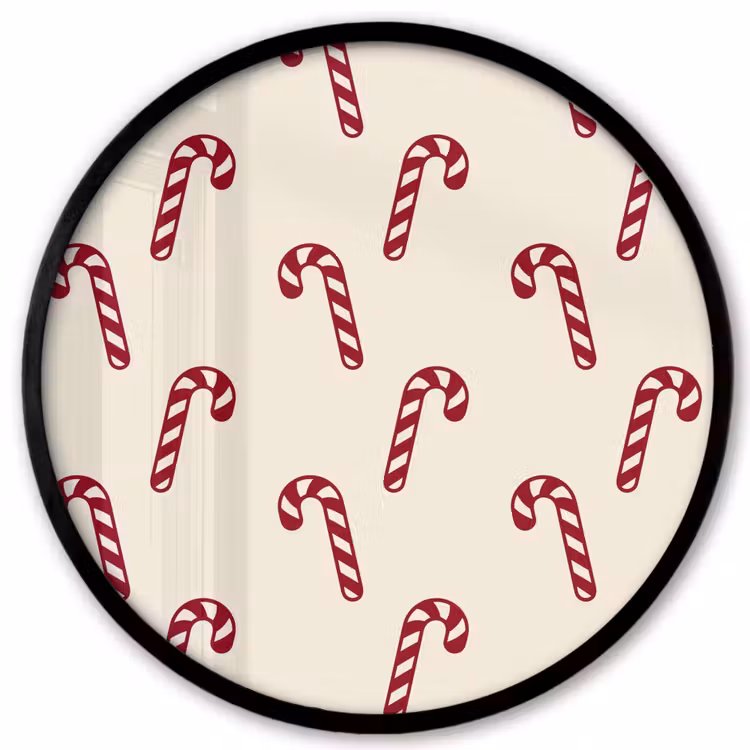 Ronde fotolijst - Kerst - Rood - Crème - Zuurstok — 1