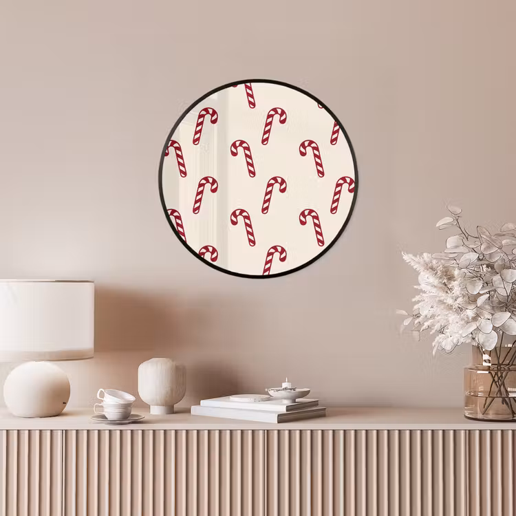 Ronde fotolijst - Kerst - Rood - Crème - Zuurstok — 5