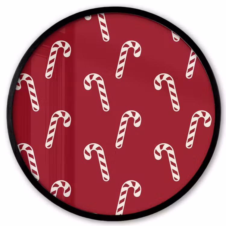 Ronde fotolijst - Kerst - Rood - Wit - Zuurstok — 1