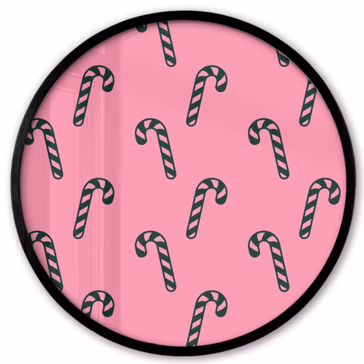 Ronde fotolijst - Kerst - Roze - Groen - Zuurstok — 1