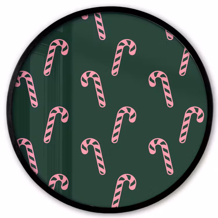 Ronde fotolijst - Kerst - Roze - Groen - Zuurstok — 1