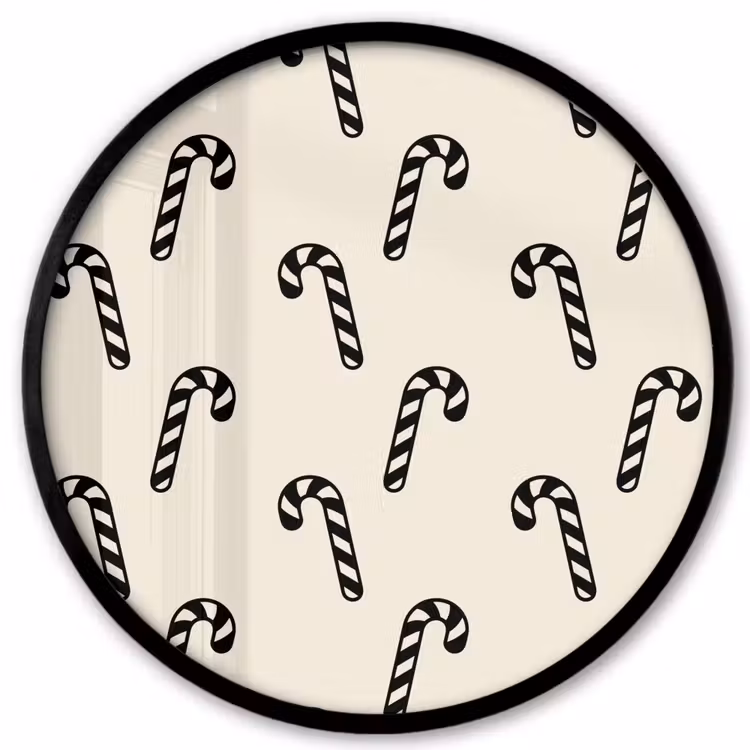 Ronde fotolijst - Kerst - Zwart - Crème - Zuurstok — 1