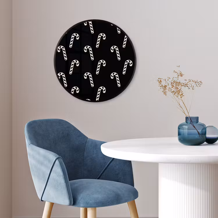 Ronde fotolijst - Kerst - Zwart - Wit - Zuurstok — 4