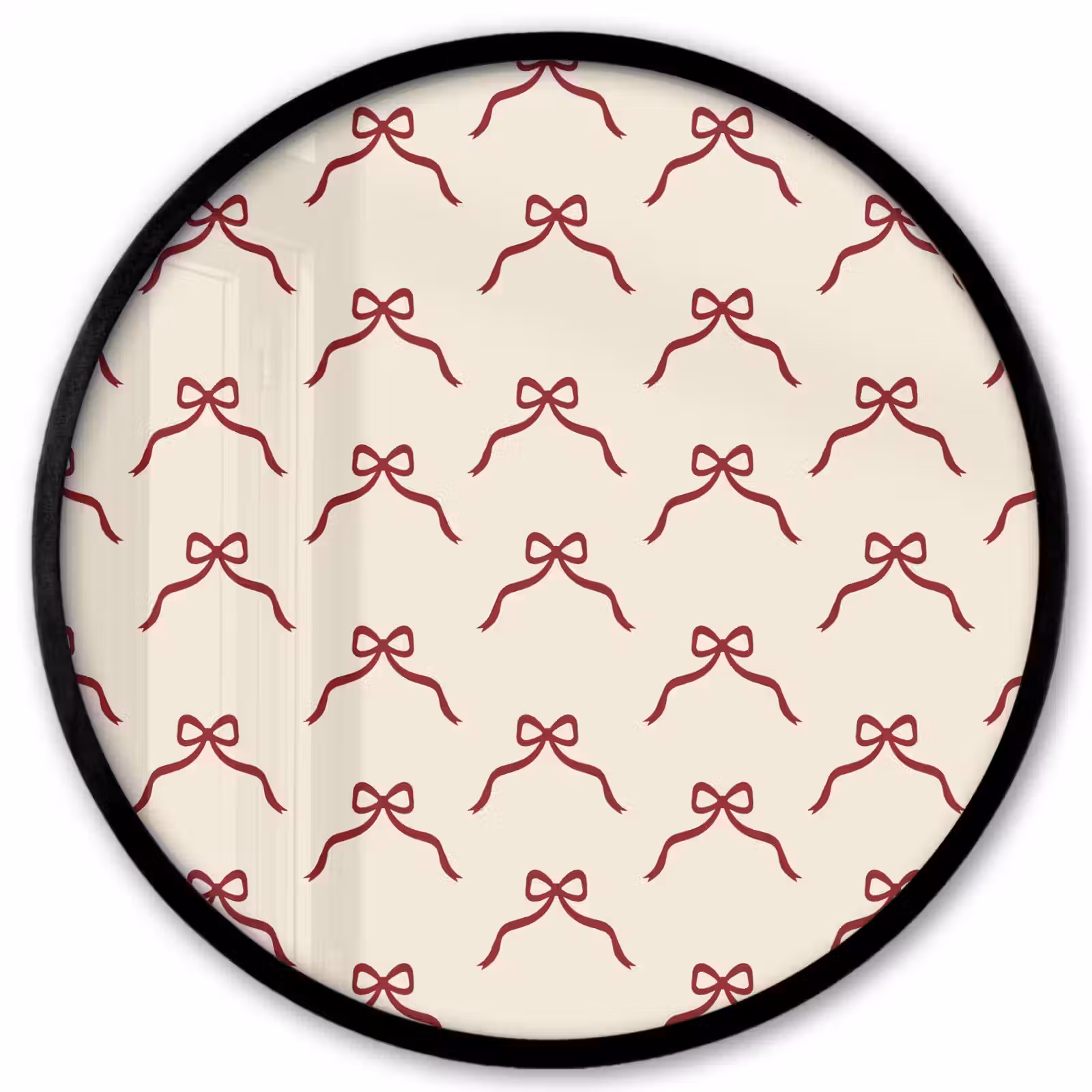 Ronde fotolijst - Strik - Rood - Crème - Kerst — 1