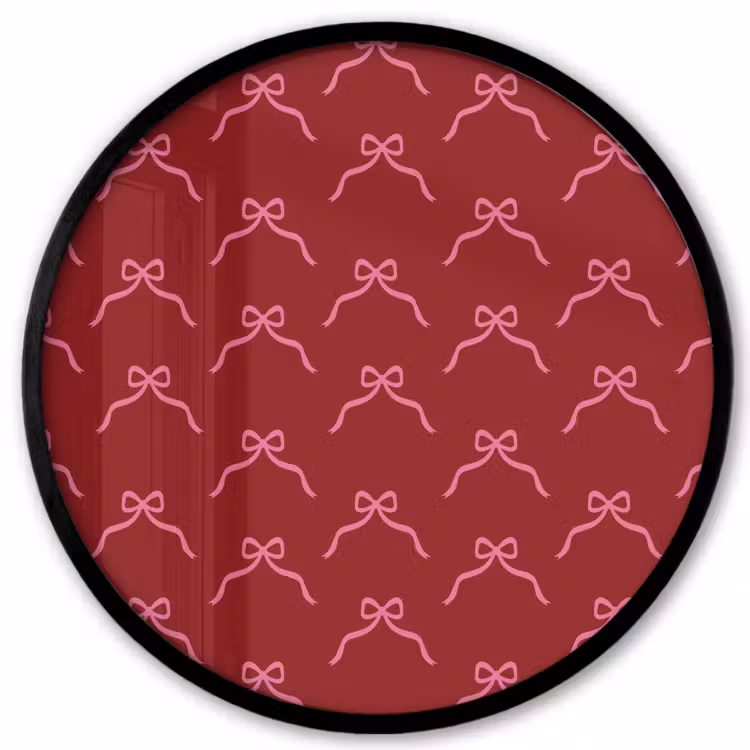 Ronde fotolijst - Strik - Kerst - Rood - Roze — 1