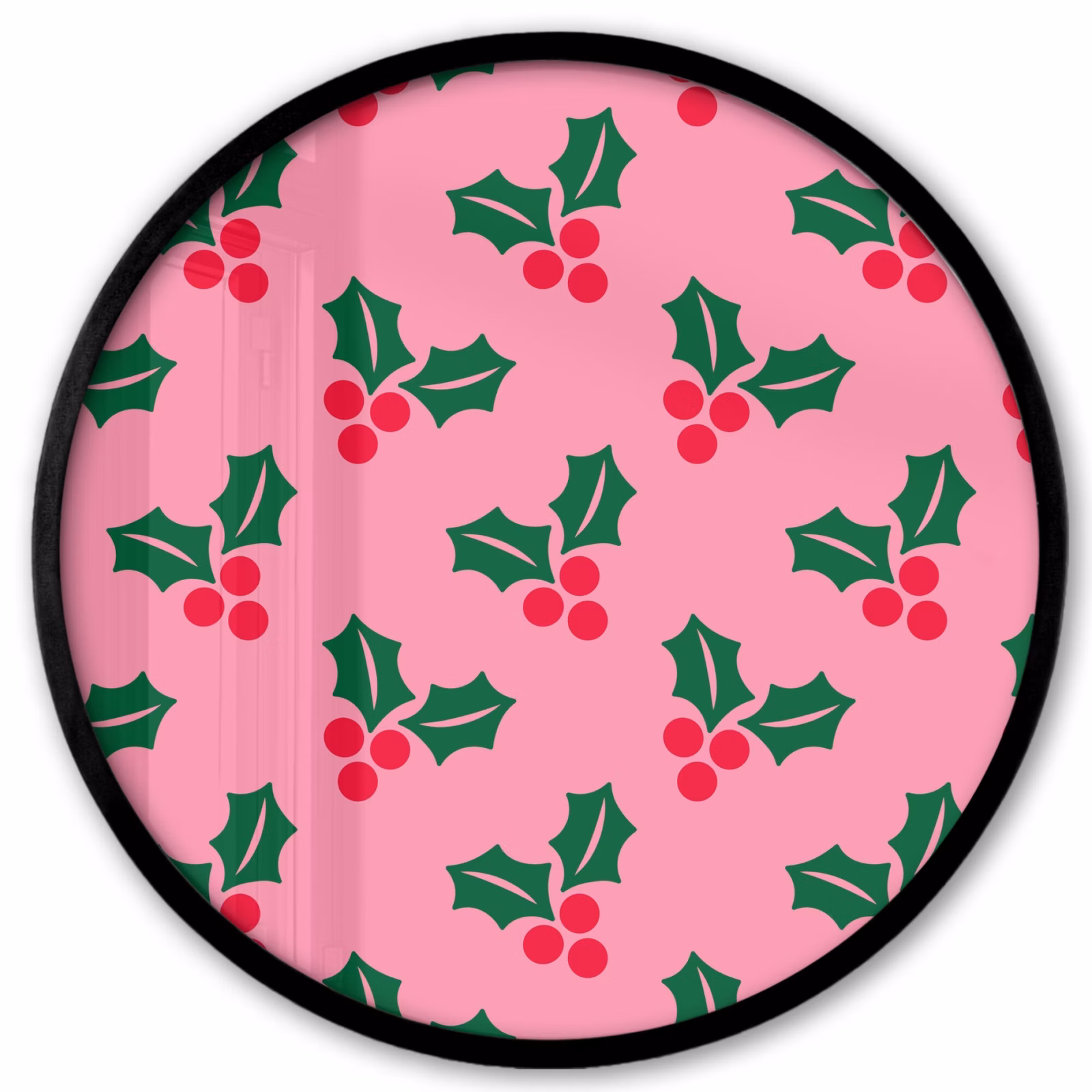 Ronde fotolijst - Hulst - Kerst - Roze — 1