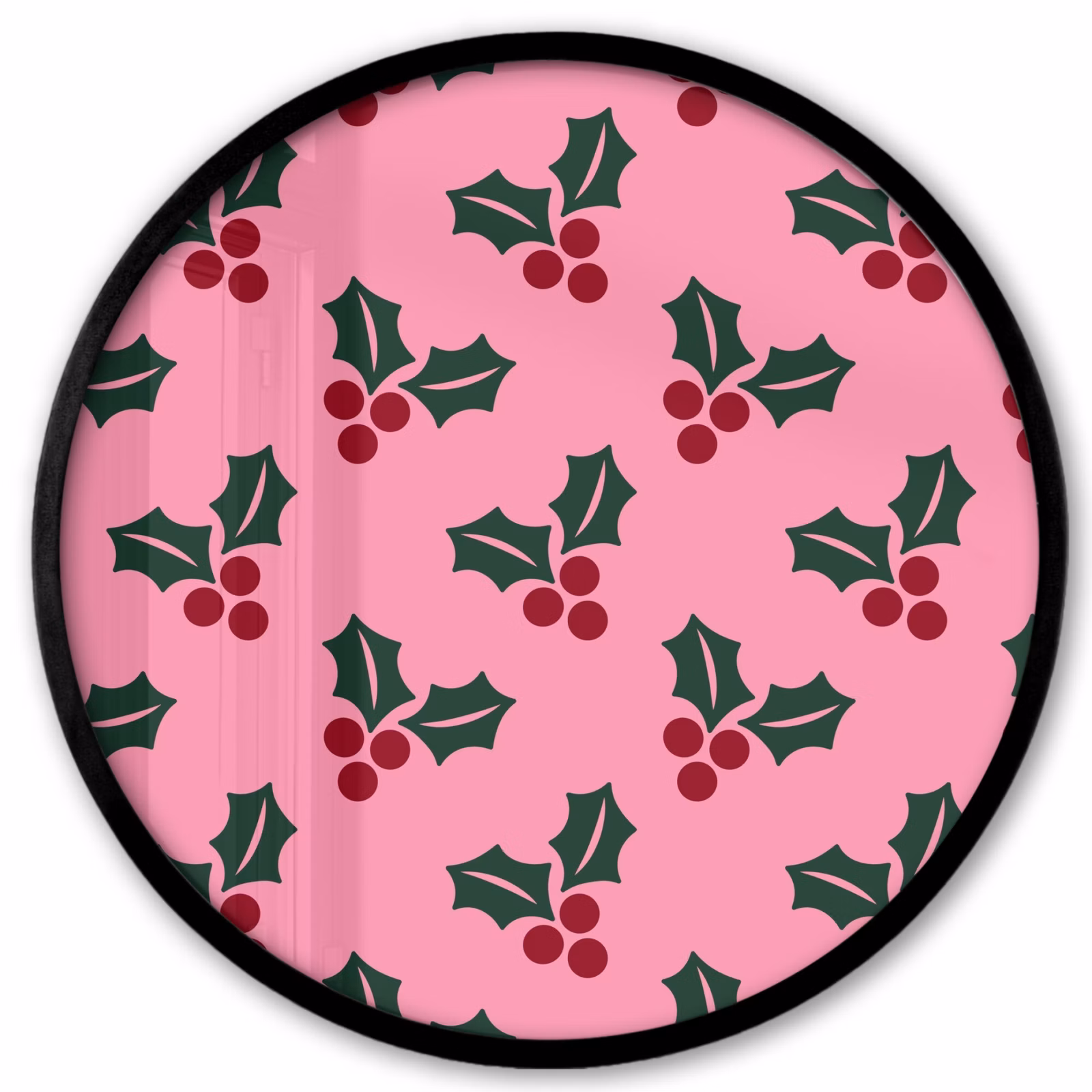 Ronde fotolijst - Roze - Kerst - Hulst — 1