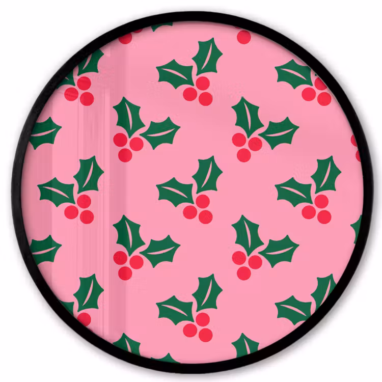 Ronde fotolijst - Hulst - Kerst - Roze — 1