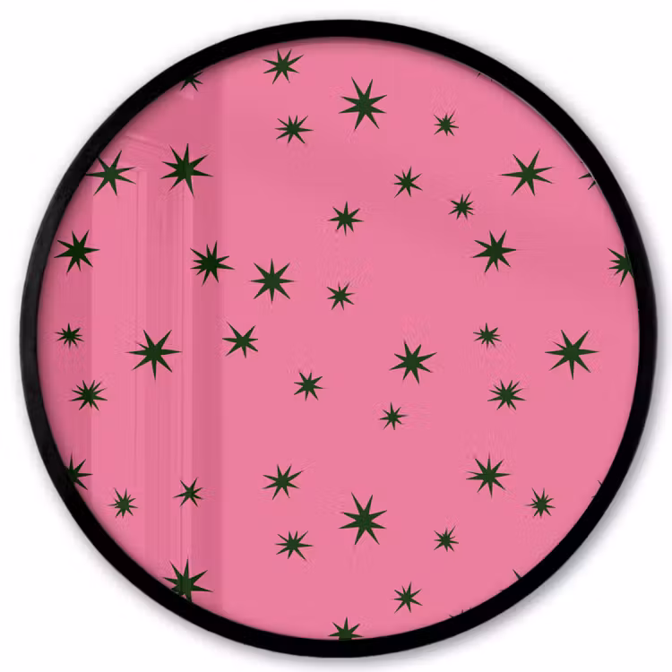 Ronde fotolijst - Ster - Groen - Roze - Kerst — 1