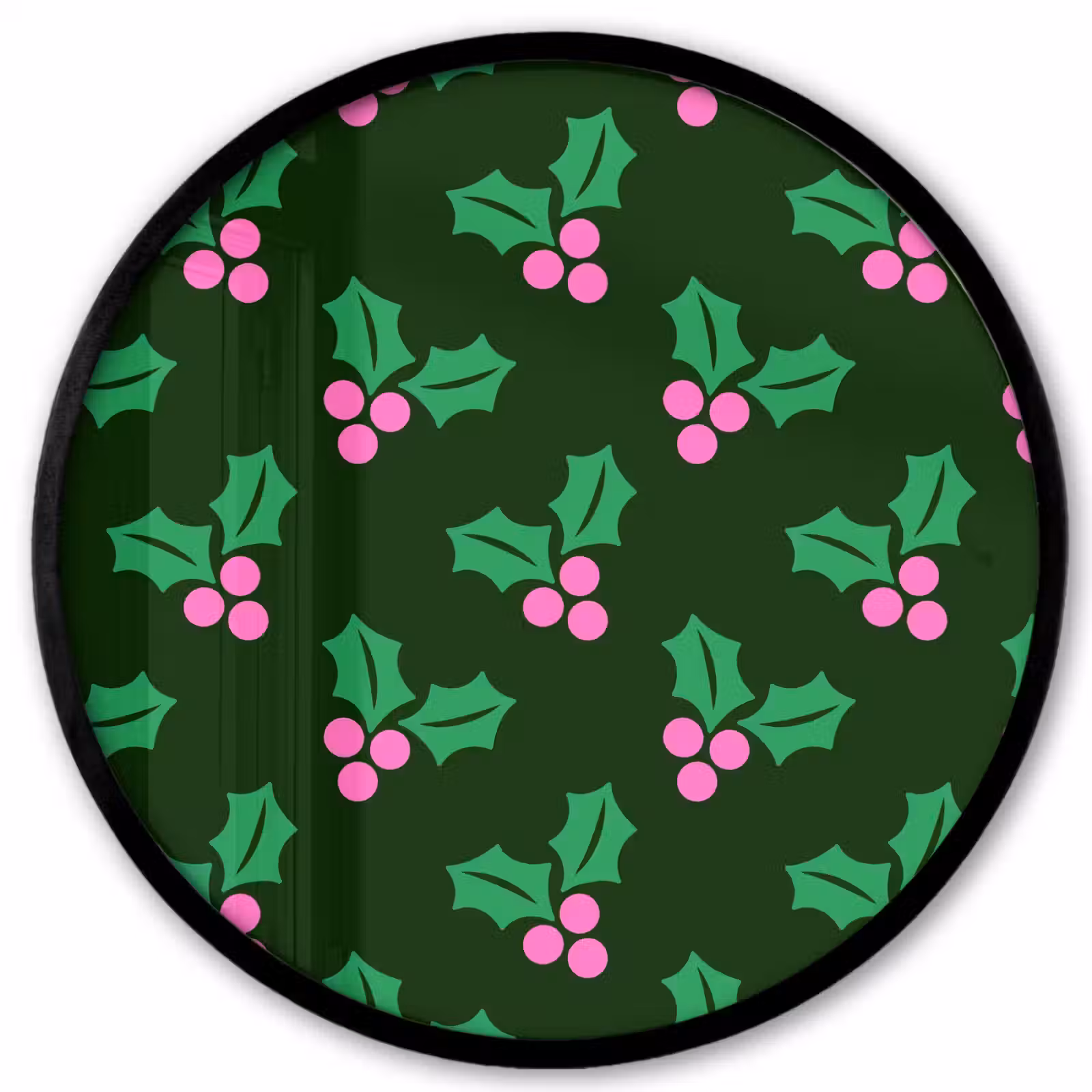Ronde fotolijst - Hulst - Groen - Roze - Kerst — 1