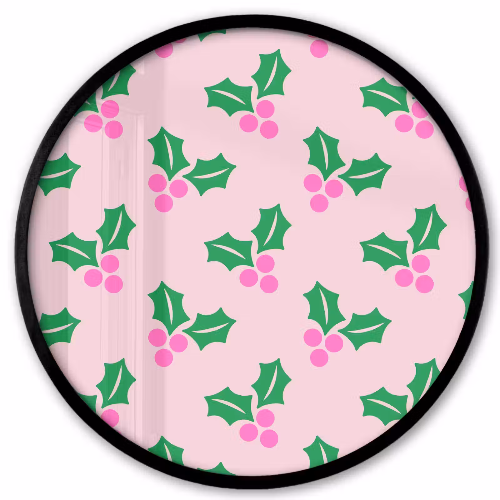 Ronde fotolijst - Kerst - Hulst - Roze — 1