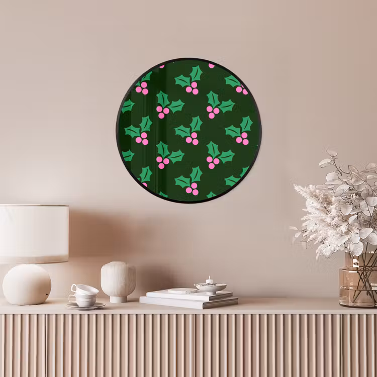 Ronde fotolijst - Hulst - Groen - Roze - Kerst — 5