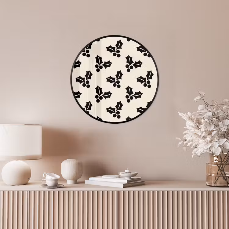 Ronde fotolijst - Hulst - Wit - Zwart - Kerst — 5