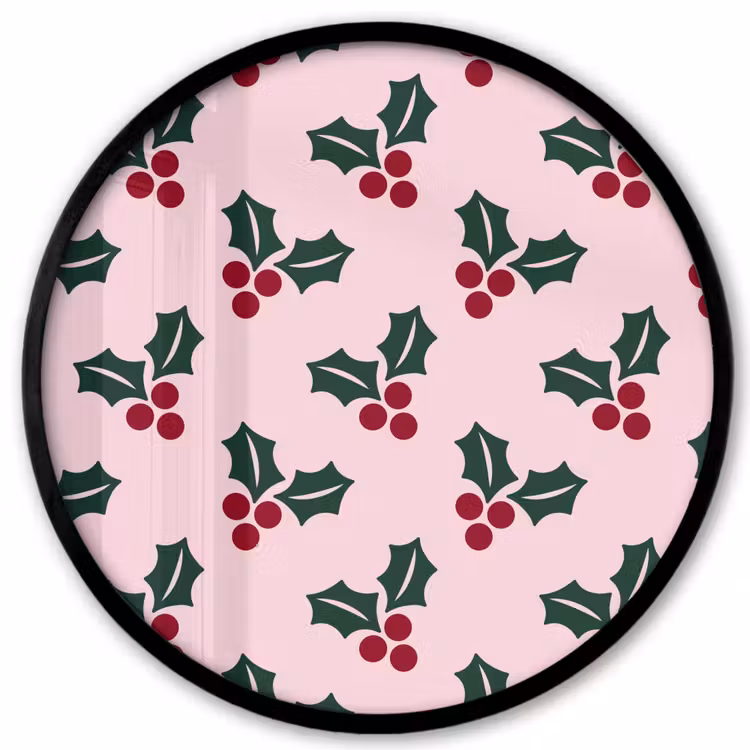 Ronde fotolijst - Kerst - Hulst - Groen - Roze — 1