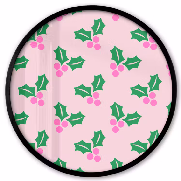 Ronde fotolijst - Kerst - Hulst - Roze — 1