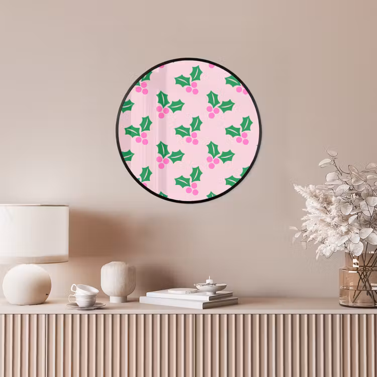 Ronde fotolijst - Kerst - Hulst - Roze — 5