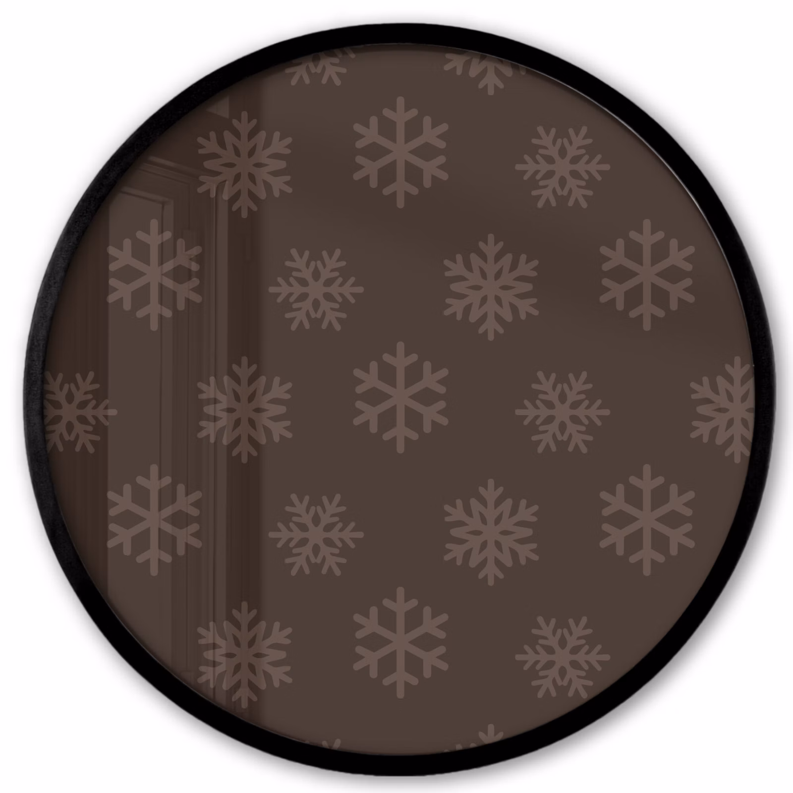 Ronde fotolijst - Sneeuwvlok - Bruin - Kerst — 1