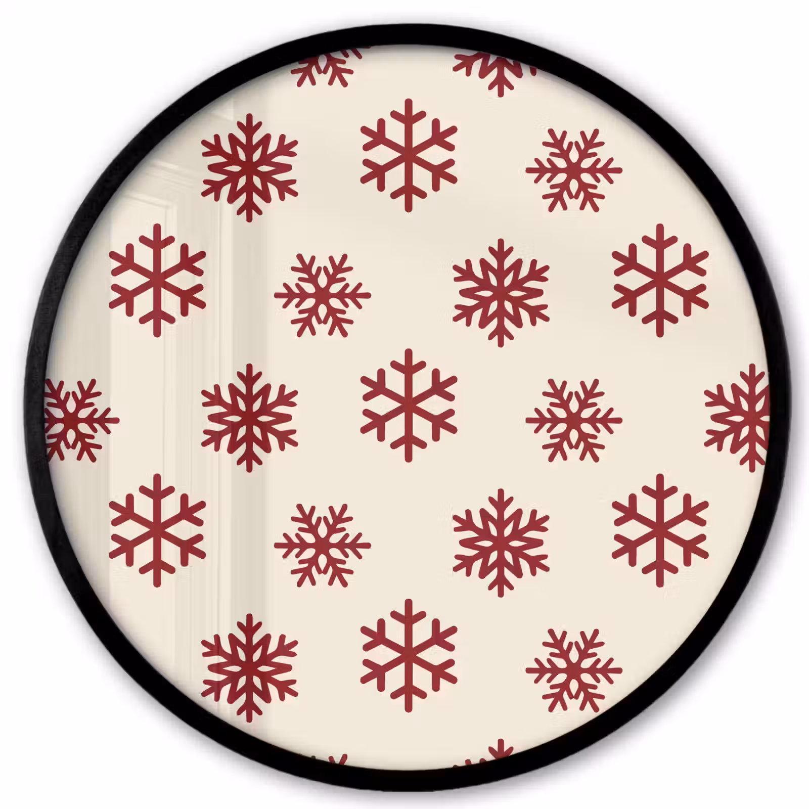 Ronde fotolijst - Sneeuwvlok - Crème - Rood — 1