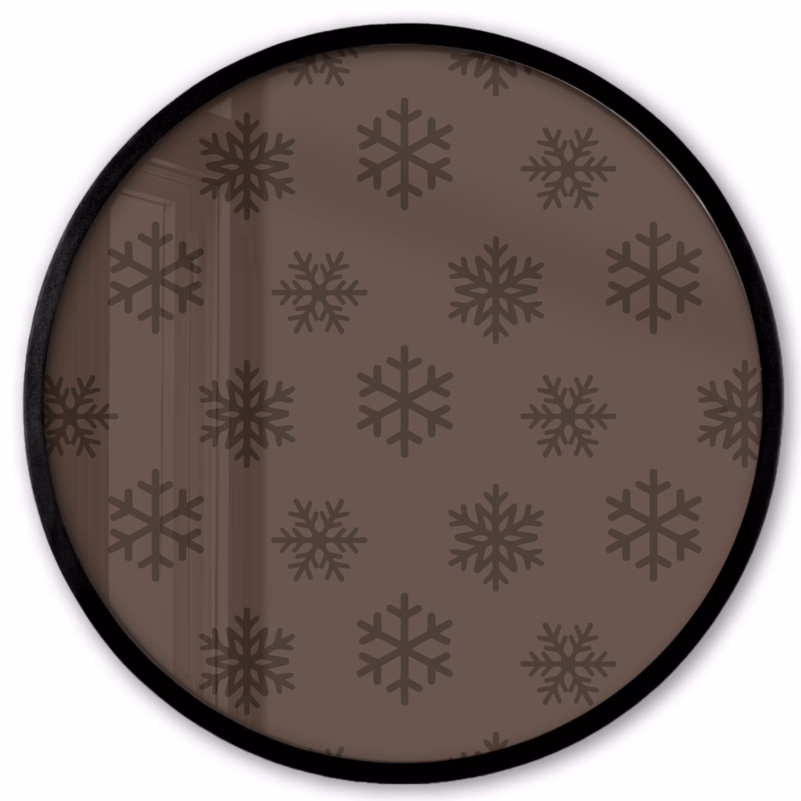 Ronde fotolijst - Sneeuwvlok - Kerst - Bruin — 1