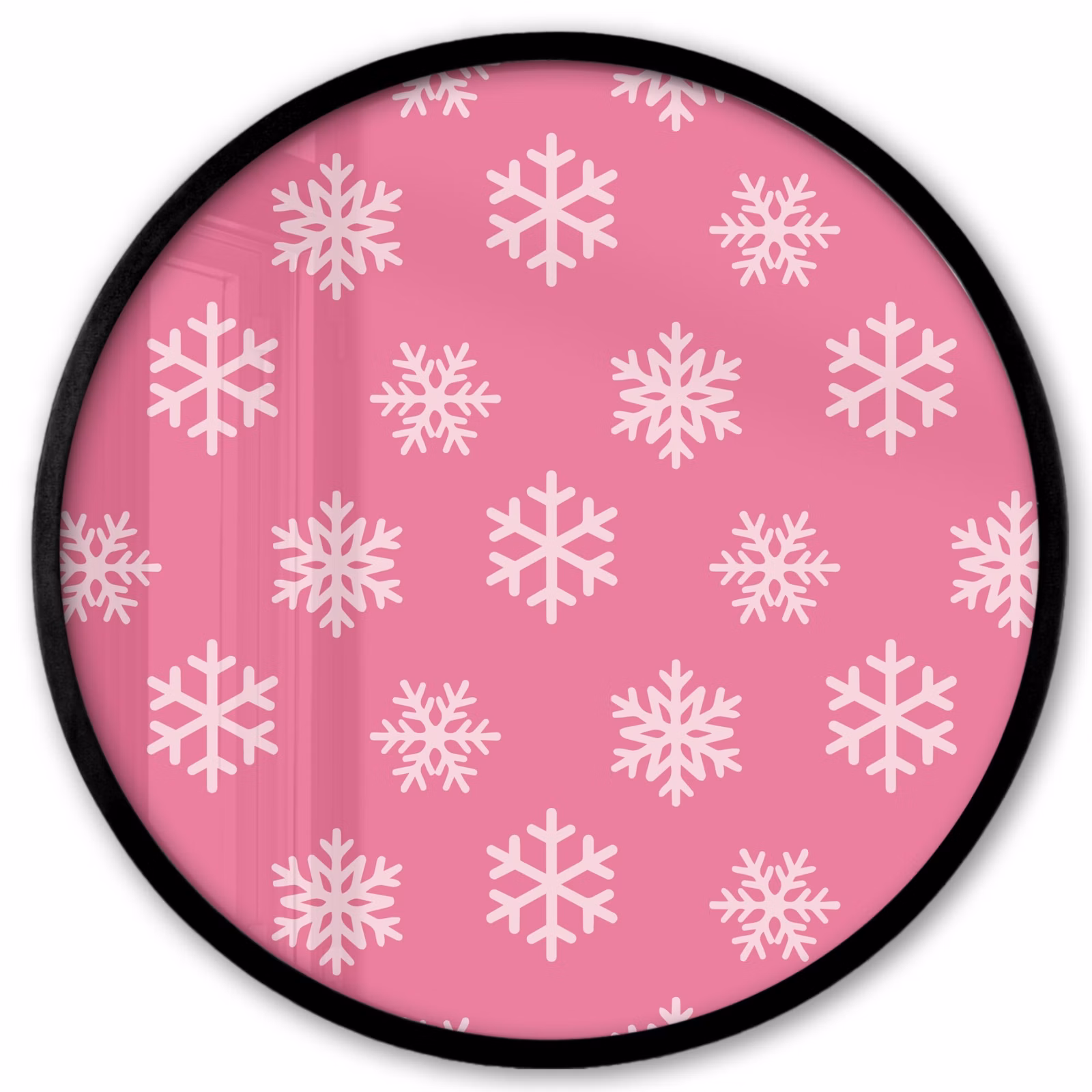 Ronde fotolijst - Sneeuwvlok - Kerst - Roze — 1