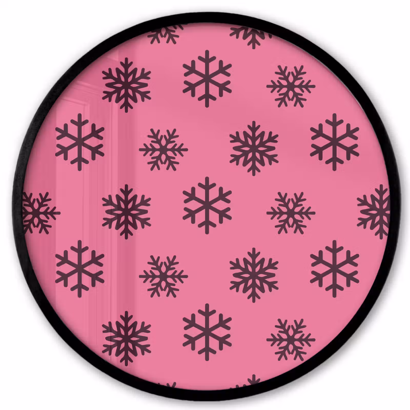 Ronde fotolijst - Sneeuwvlok - Paars - Roze - Kerst — 1