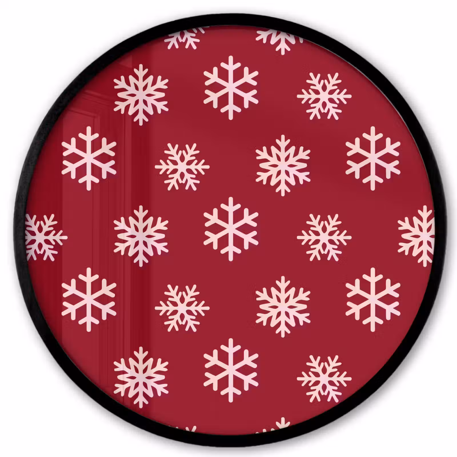 Ronde fotolijst - Sneeuwvlok - Rood - Roze - Kerst — 1