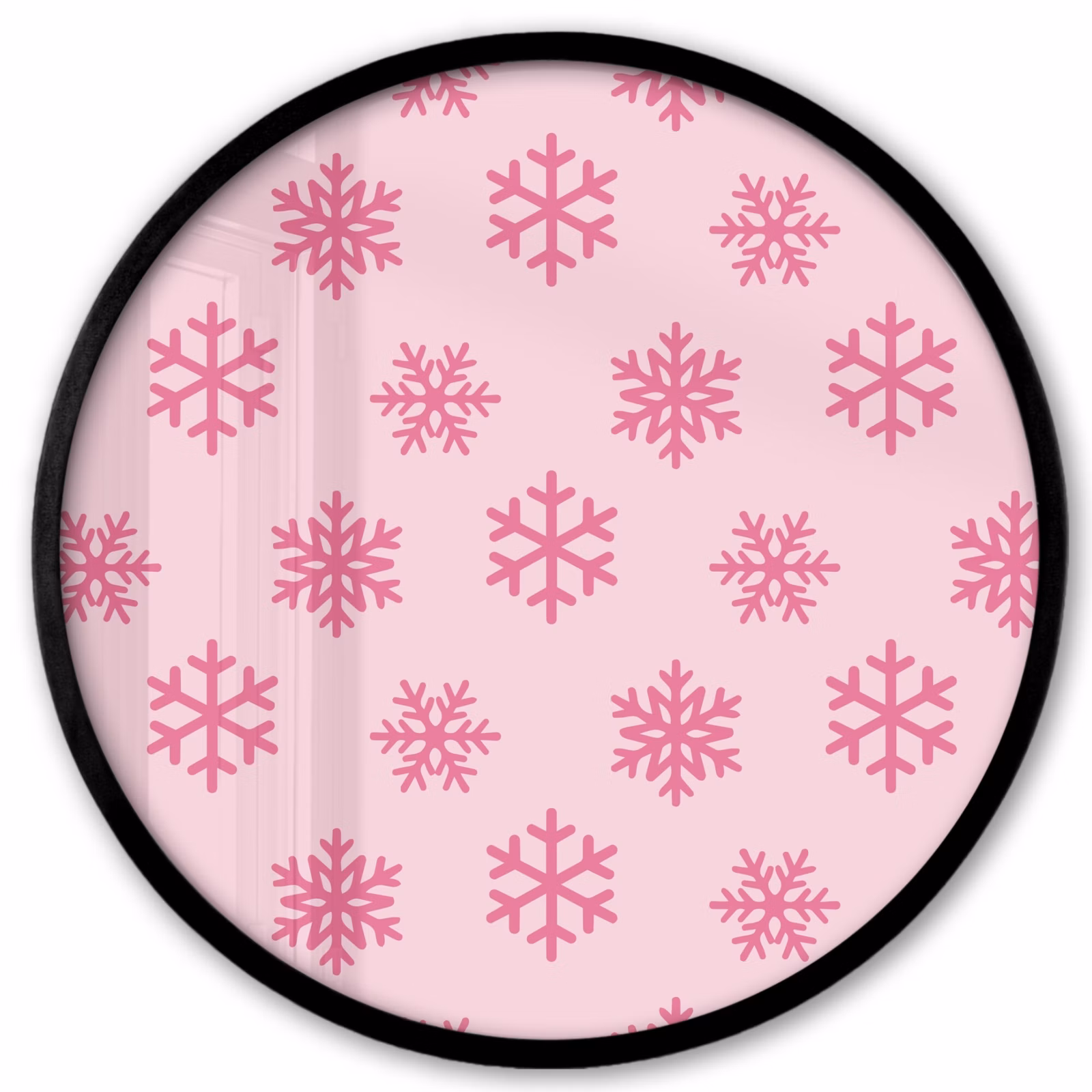 Ronde fotolijst - Sneeuwvlok - Roze - Kerst — 1