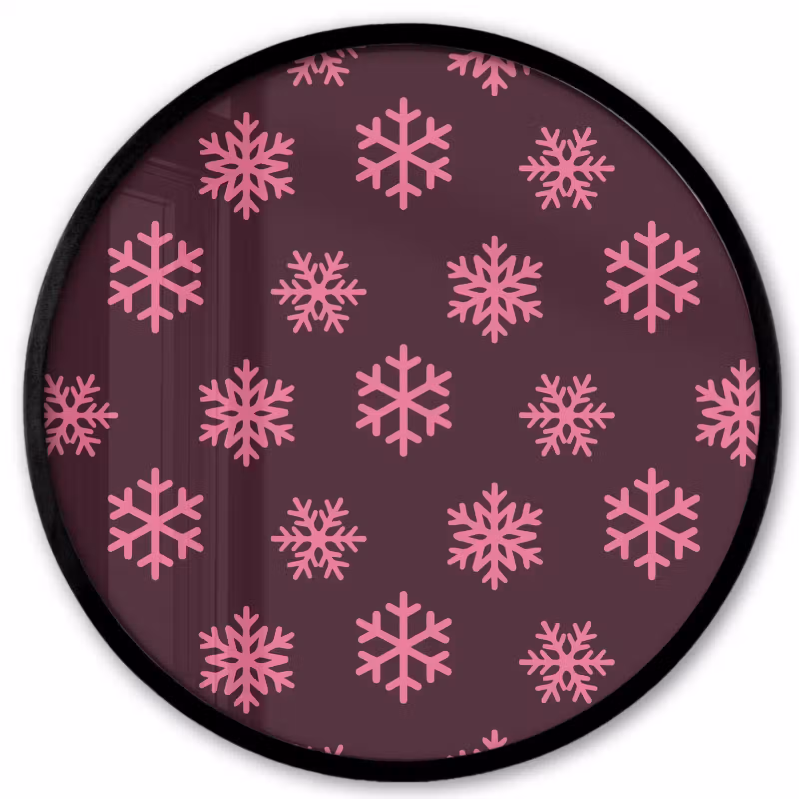 Ronde fotolijst - Sneeuwvlok - Roze - Paars - Kerst — 1