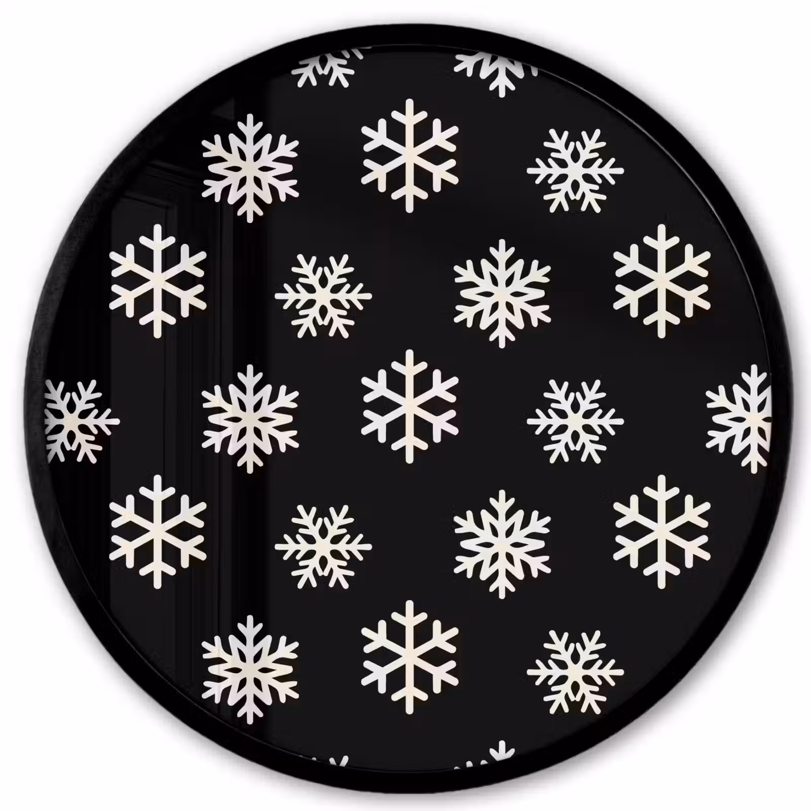 Ronde fotolijst - Sneeuwvlok - Zwart - Wit - Kerst — 1