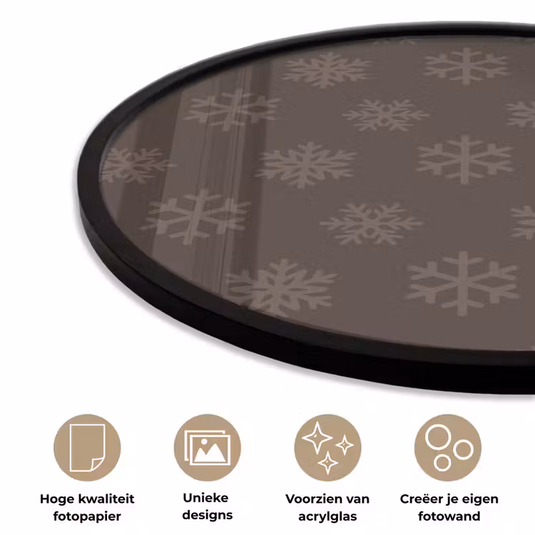 Ronde fotolijst - Sneeuwvlok - Bruin - Kerst — 2
