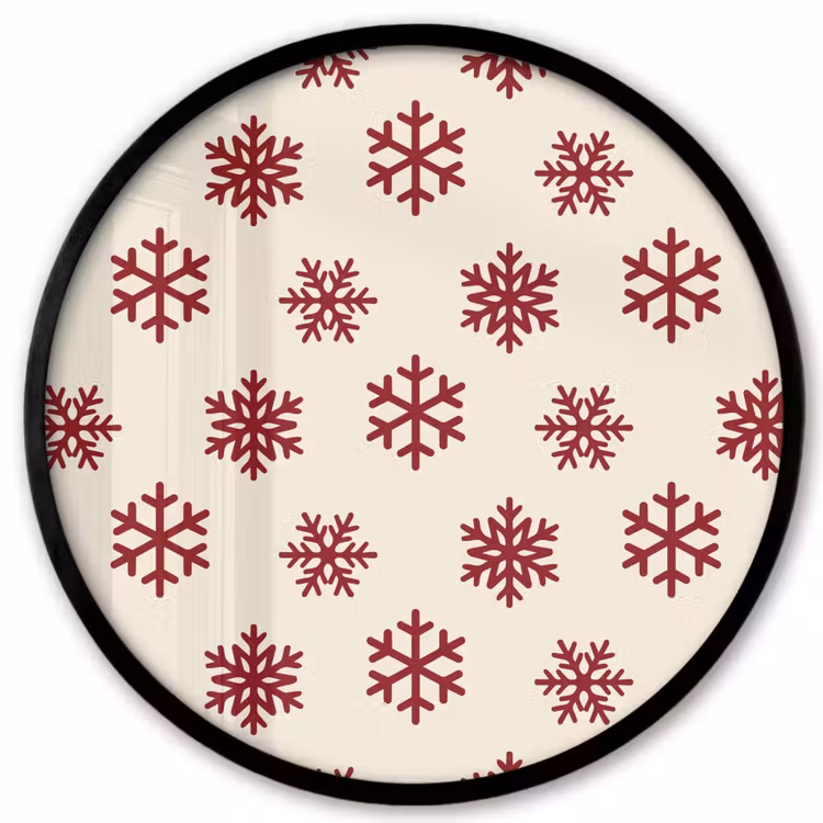 Ronde fotolijst - Sneeuwvlok - Crème - Rood — 1