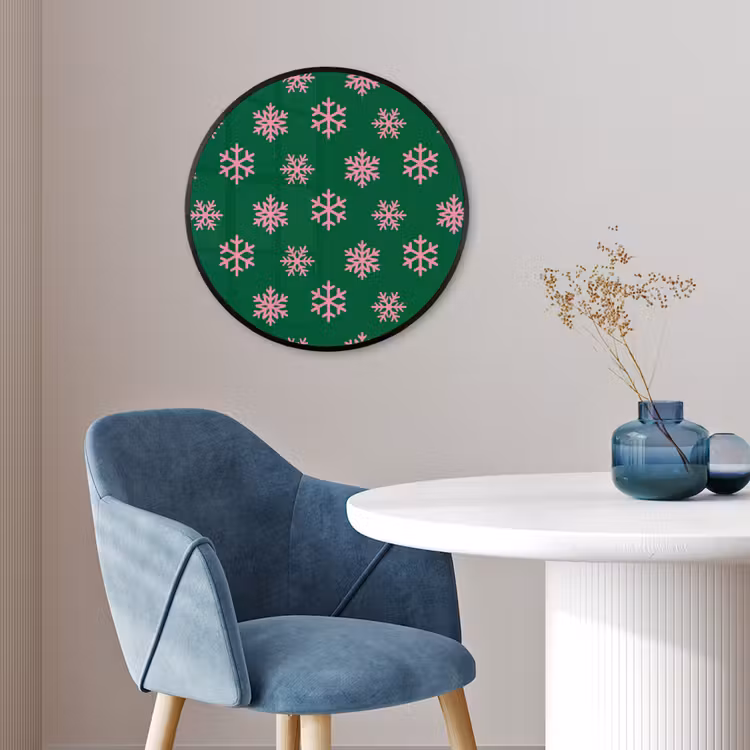 Ronde fotolijst - Sneeuwvlok - Groen - Roze - Kerst — 4