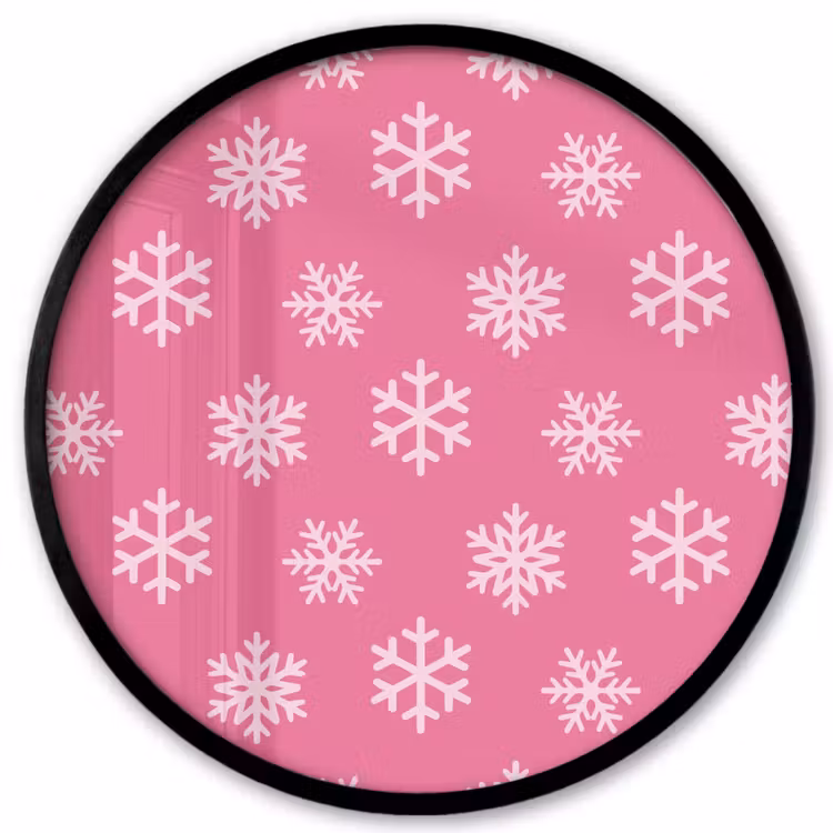Ronde fotolijst - Sneeuwvlok - Kerst - Roze — 1