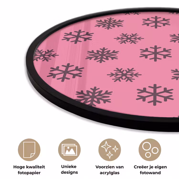 Ronde fotolijst - Sneeuwvlok - Paars - Roze - Kerst — 2