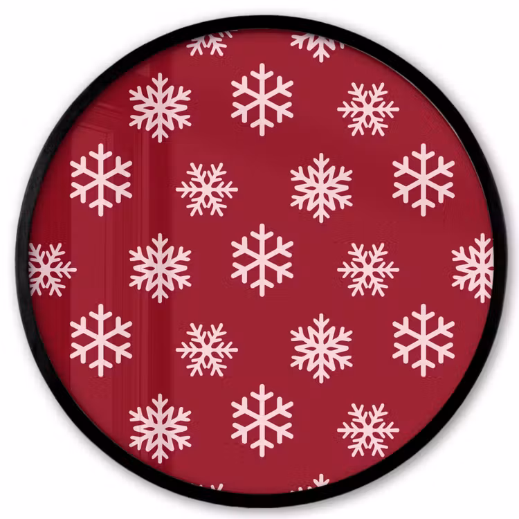 Ronde fotolijst - Sneeuwvlok - Rood - Roze - Kerst — 1