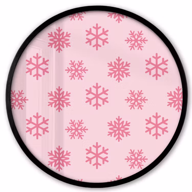 Ronde fotolijst - Sneeuwvlok - Roze - Kerst — 1