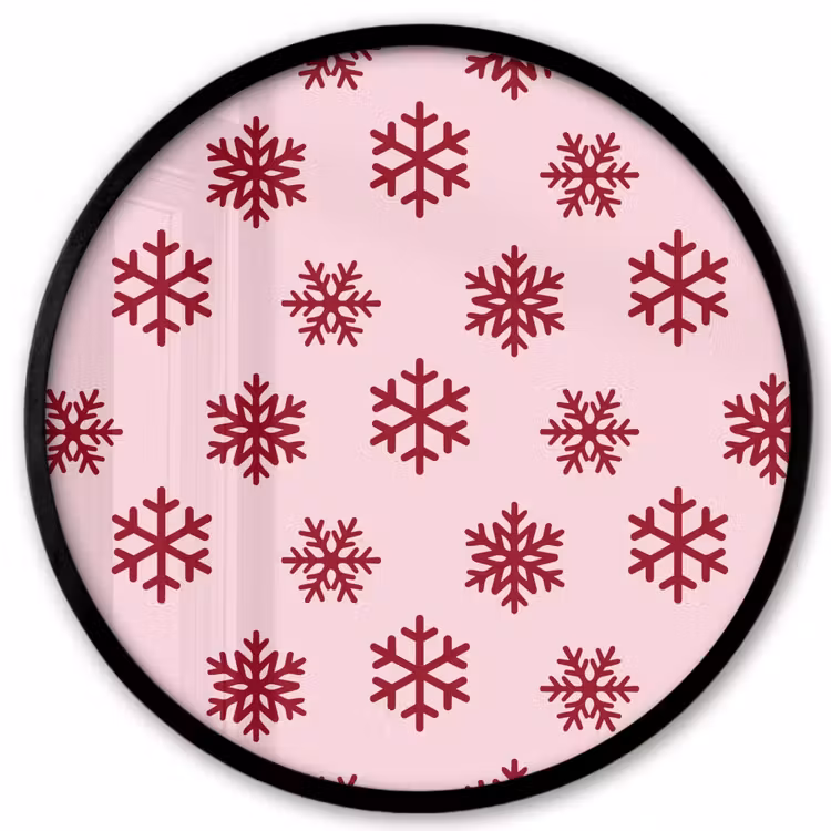 Ronde fotolijst - Sneeuwvlok - Roze - Rood - Kerst — 1